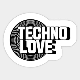 TECHNO  - Vinyl Love (Black) Sticker